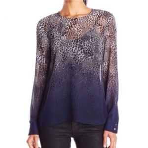 Vince Camuto Blouse Leopard Print Ombré Small